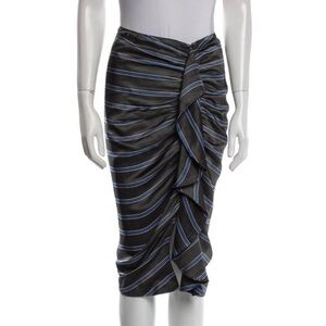 Elegant Gray and Blue Striped Skirt